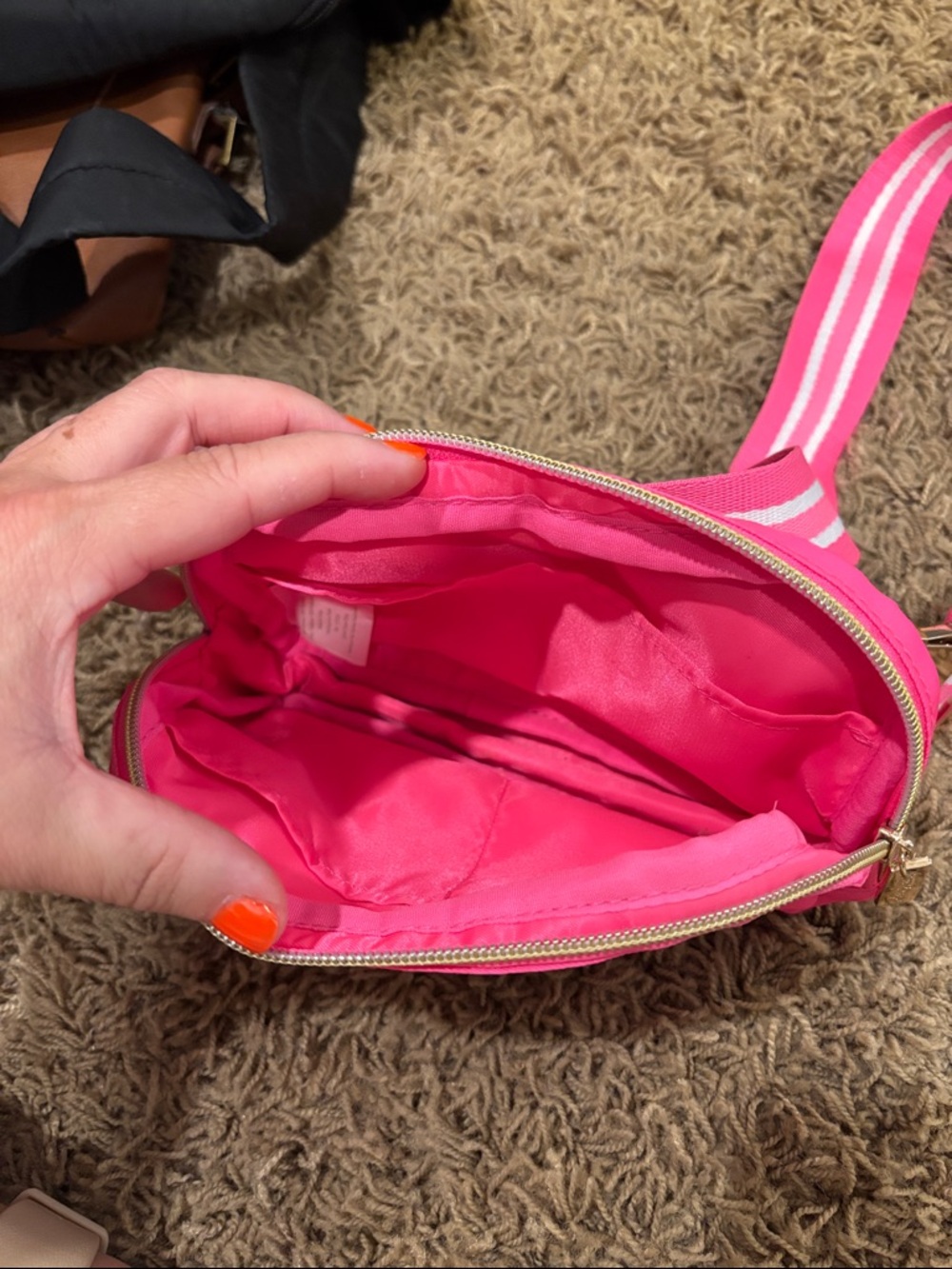 Lilly Pulitzer Hot Pink Crossbody with Striped Adjustable Strap - Picture 3 of 4